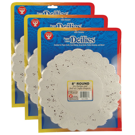 (3 PK) DOILIES 8 WHITE ROUND