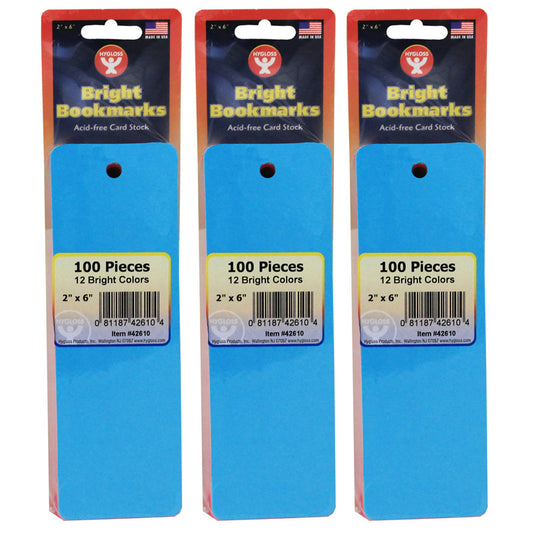 (3 PK) BOOKMARKS 2X6 ASSTD CLRS