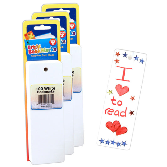 (3 PK) BLANK BOOKMARKS ULTRA WHITE