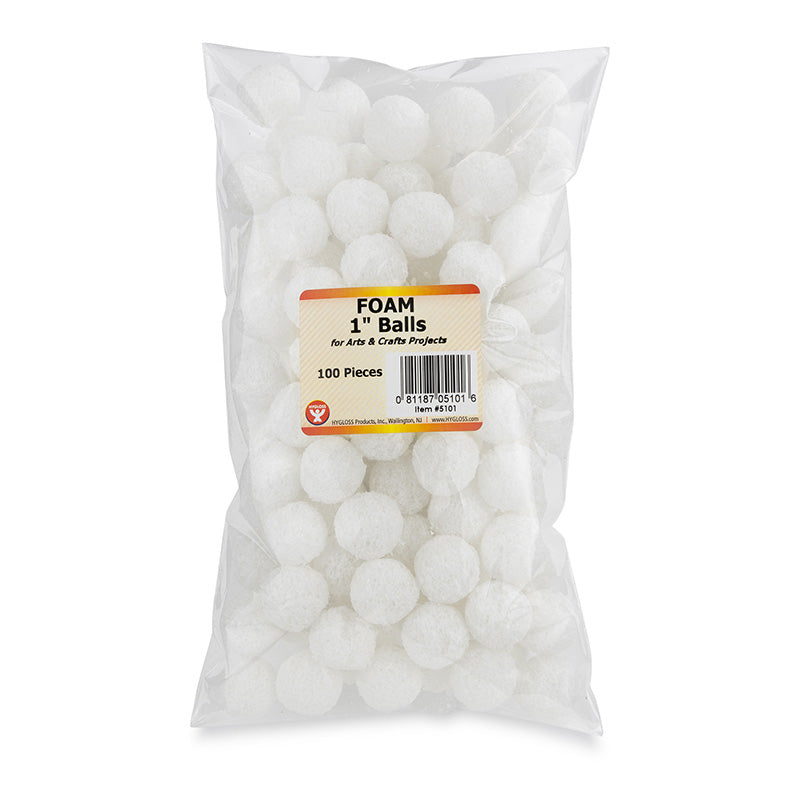 1IN CRAFT FOAM BALLS 100 PIECES