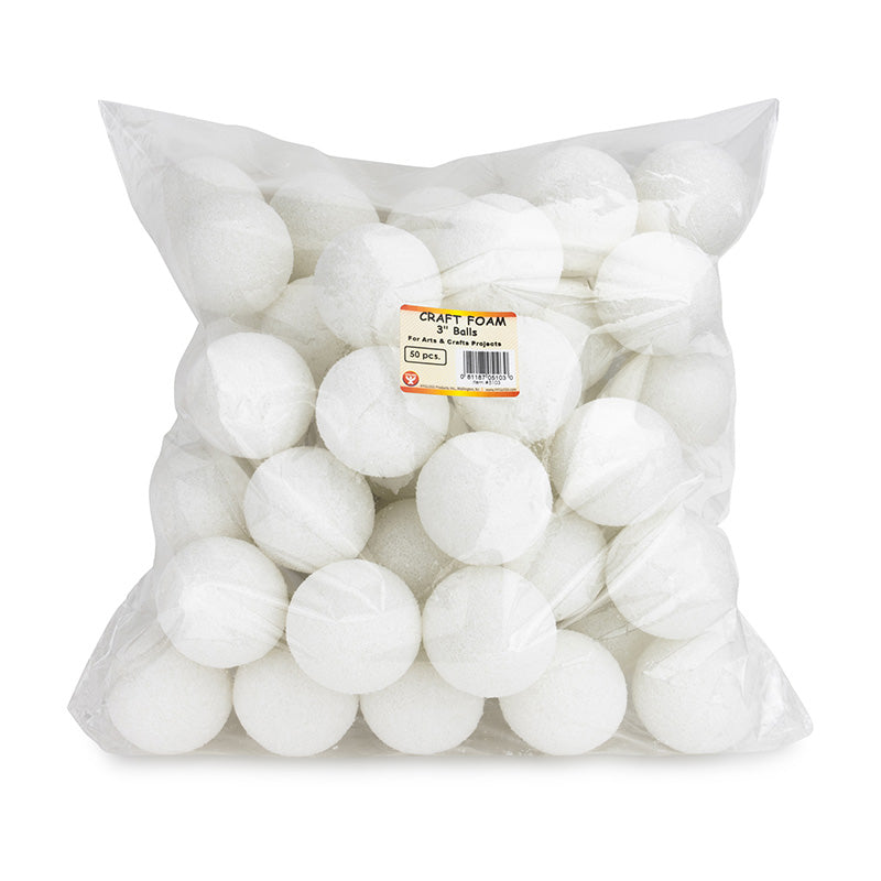 3IN CRAFT FOAM BALLS 50 PIECES