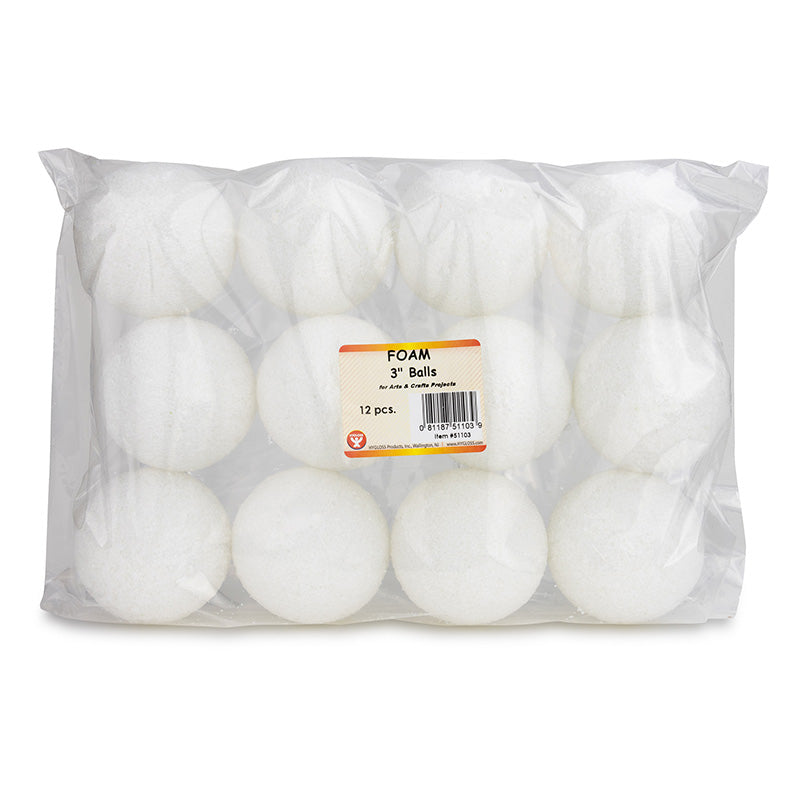 CRAFT FOAM BALLS 3 INCH PACK OF 12