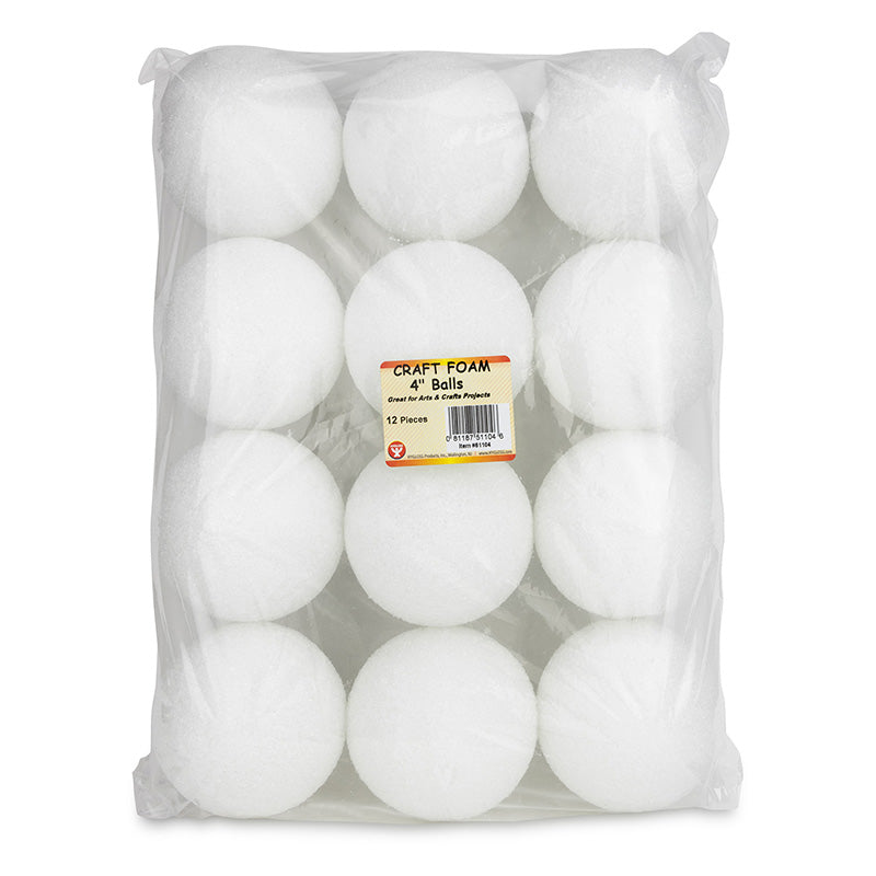 CRAFT FOAM 4IN BALLS PACK OF 12