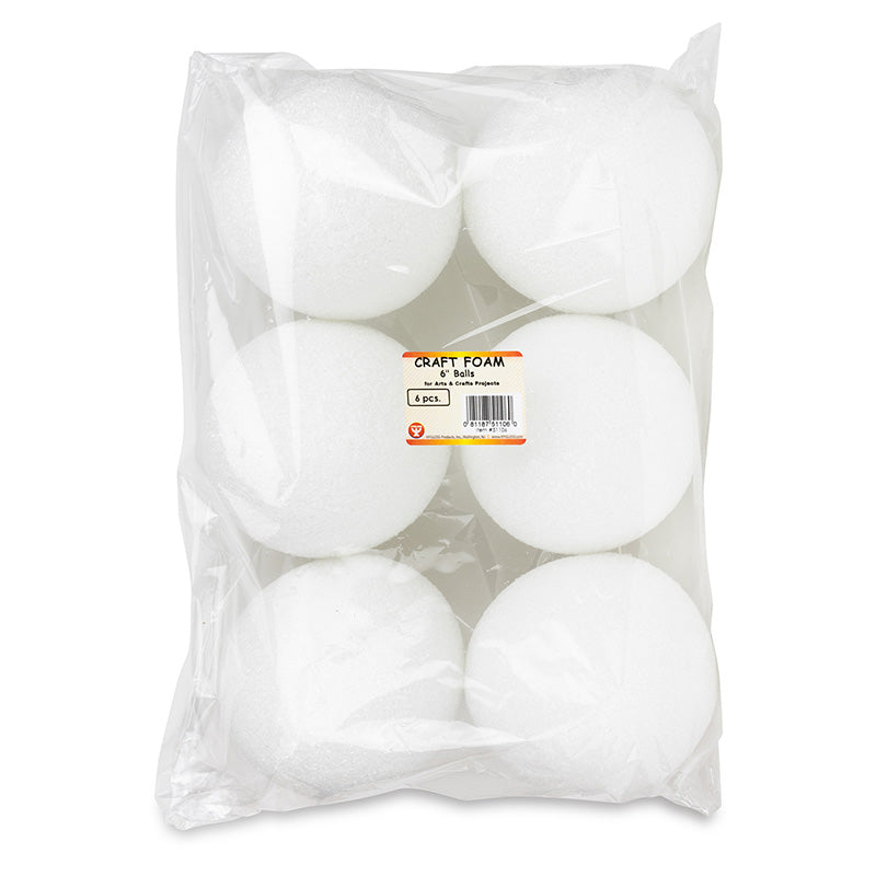 CRAFT FOAM 6IN BALLS PACK OF 6