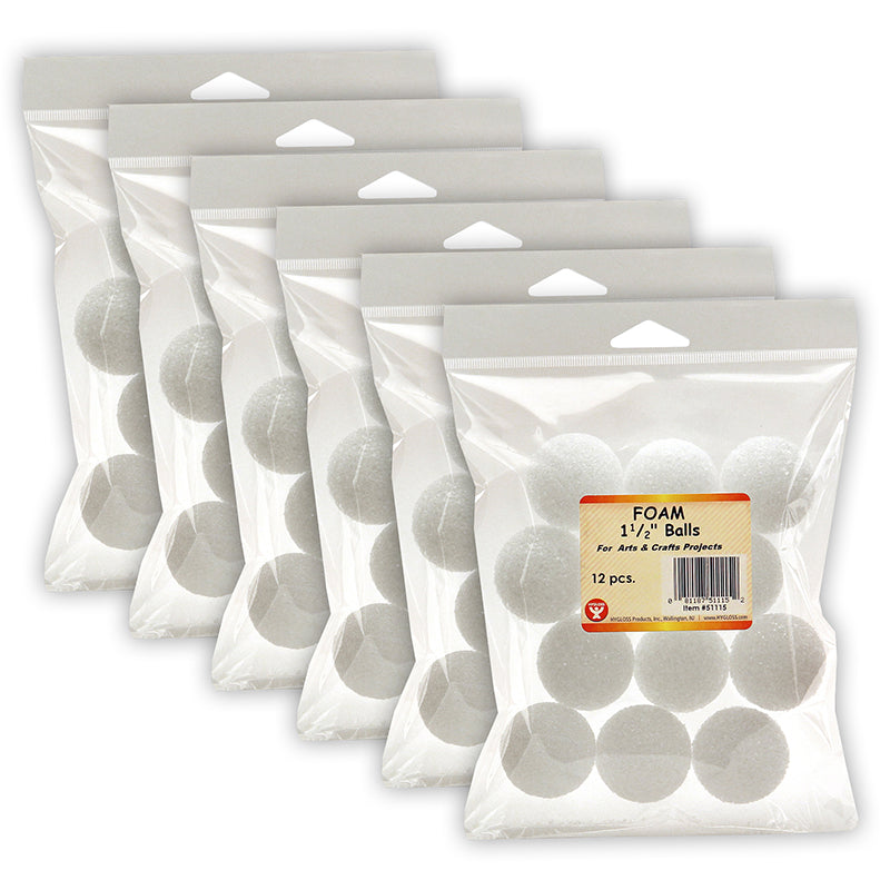 (6 PK) CRAFT FOAM 1 1/2IN BALLS
