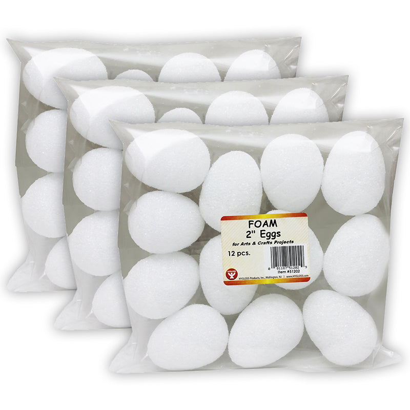 (3 PK) CRAFTFOAM 2IN EGGS 12PER PK
