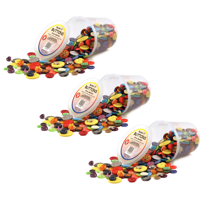 (3 EA) ASST BUTTONS 16OZ BUCKET