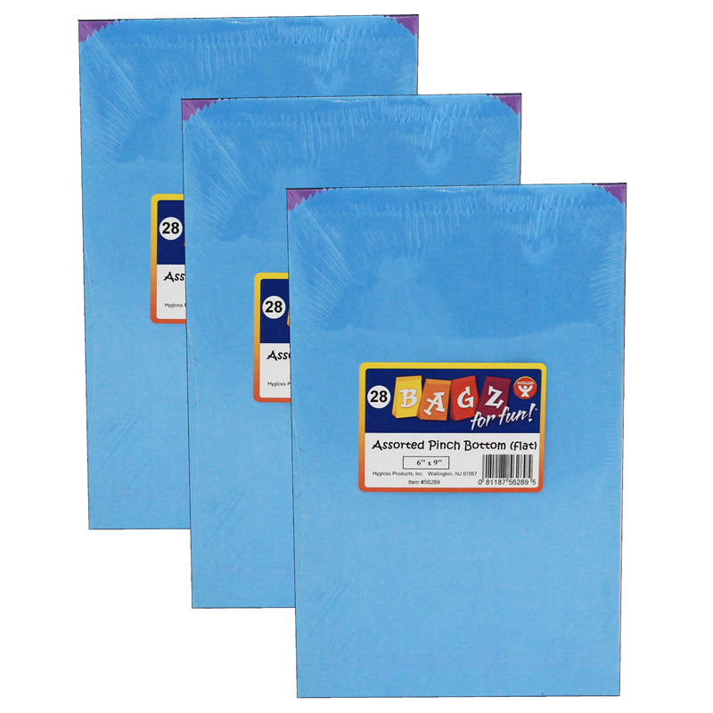 (3 PK) COLORFUL PAPER BAGS 6X9