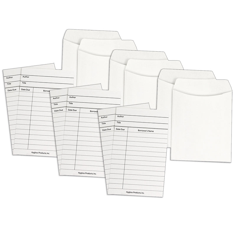 (3 PK) LIBRARY CARDS & POCKETS