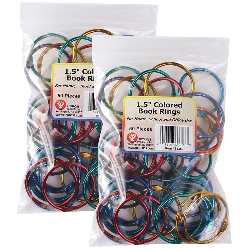 (2 PK) BOOK RINGS 1 1/2IN 50 PER