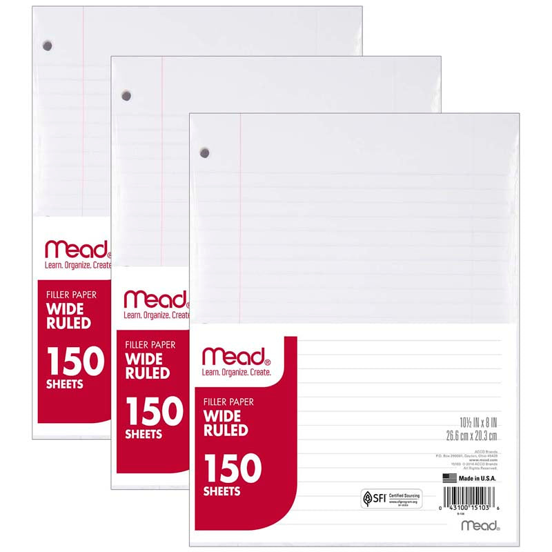 (3 PK) NOTEBOOK PAPER WIDE RULED