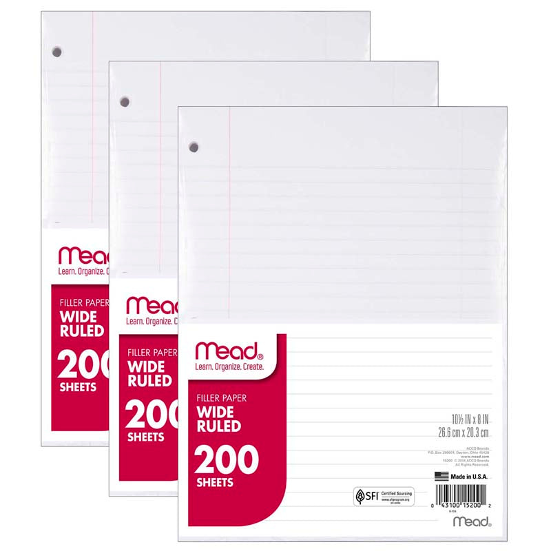 (3 PK) PAPER FILLER WIDE RULED