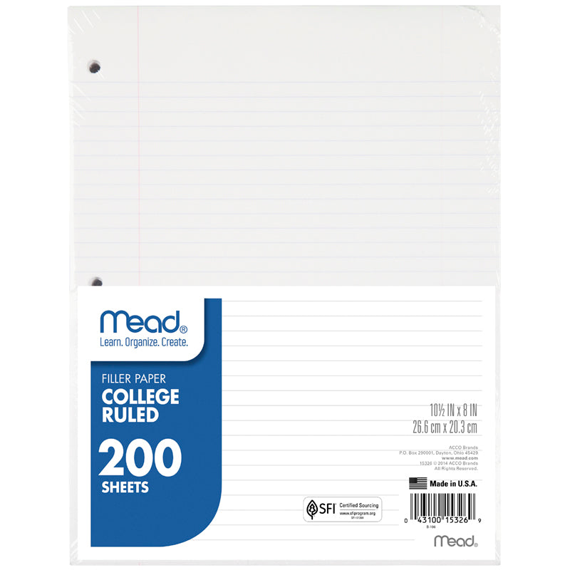 FILLER PAPER COLLEGE RULED 200SHEET