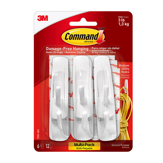 6CT COMMAND ADHESIVE MOUNTING HOOKS