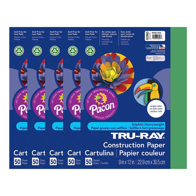 (5 PK) TRU RAY 9X12 HOLIDAY GREEN