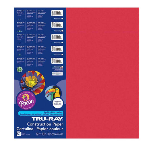 (5 PK) TRU RAY 12X18 HOLIDAY RED