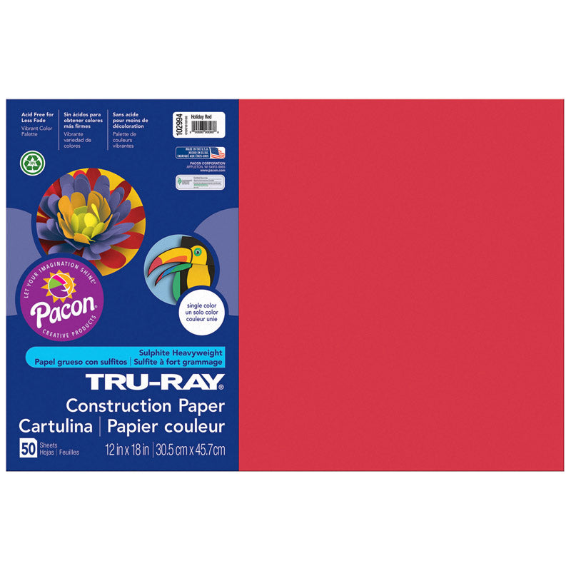 TRU RAY 12 X 18 HOLIDAY RED 50 SHT