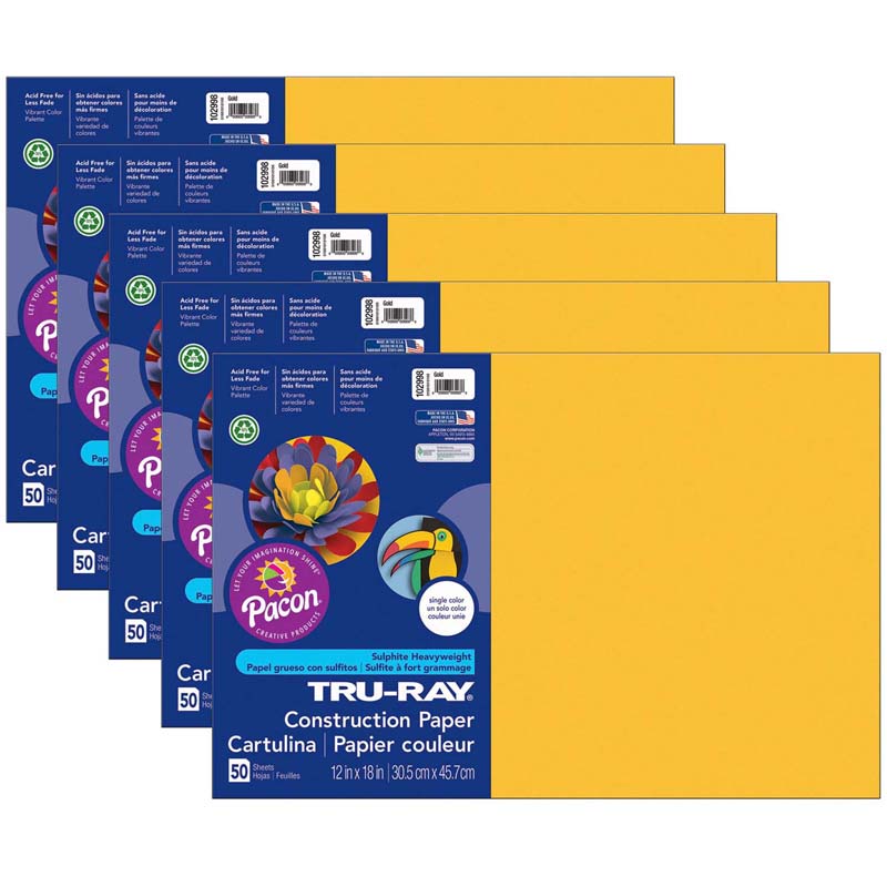 (5 PK) TRU RAY 12X18 GOLD