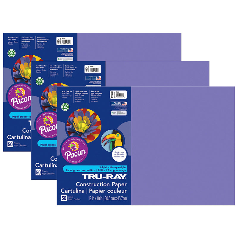 (3 PK) TRU RAY 12X18 VIOLET 50 SHT