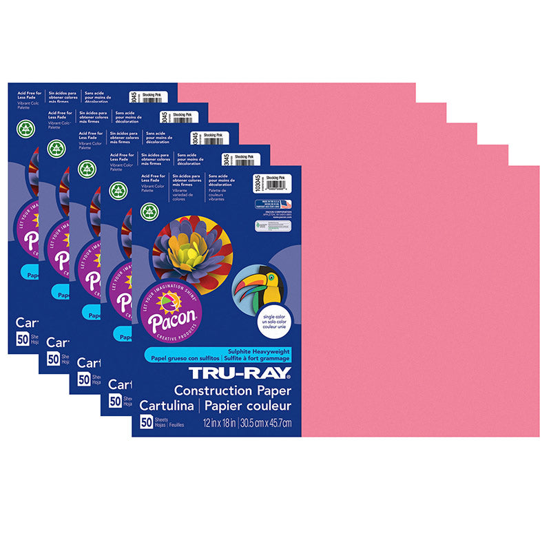 (5 PK) TRU RAY 12X18 SHOCKING PINK