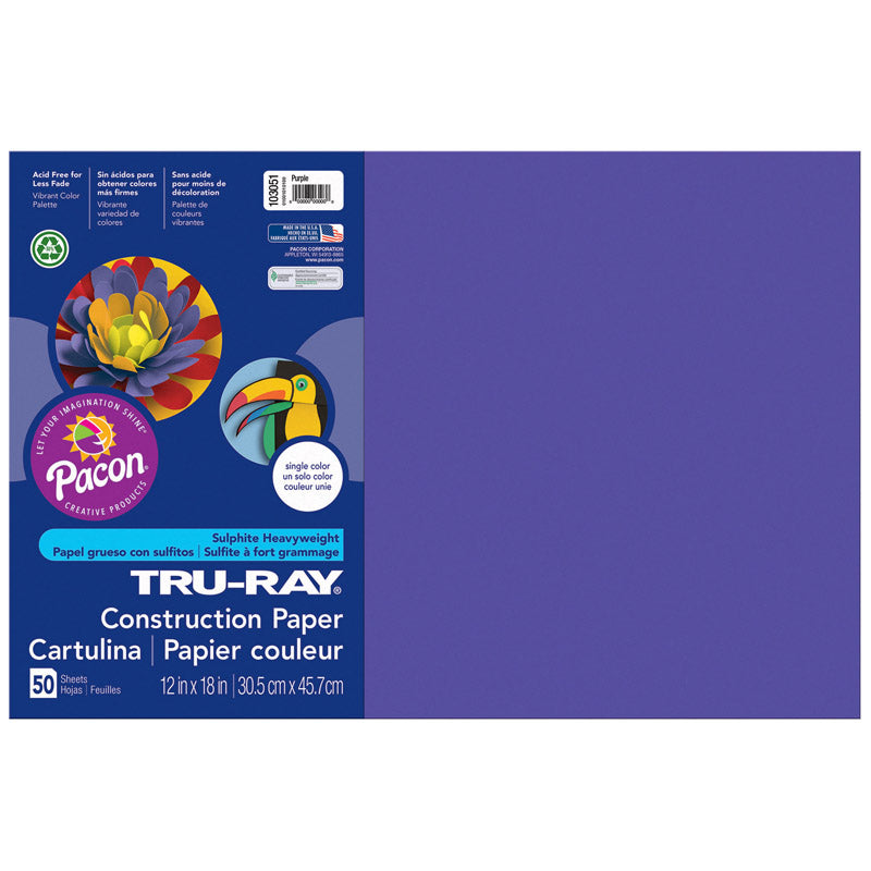 TRU RAY 12 X 18 PURPLE 50 SHT