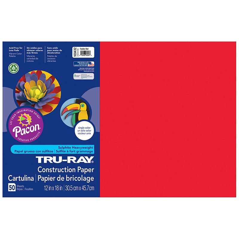 TRU RAY 12 X 18 FESTIVE RED 50 SHT