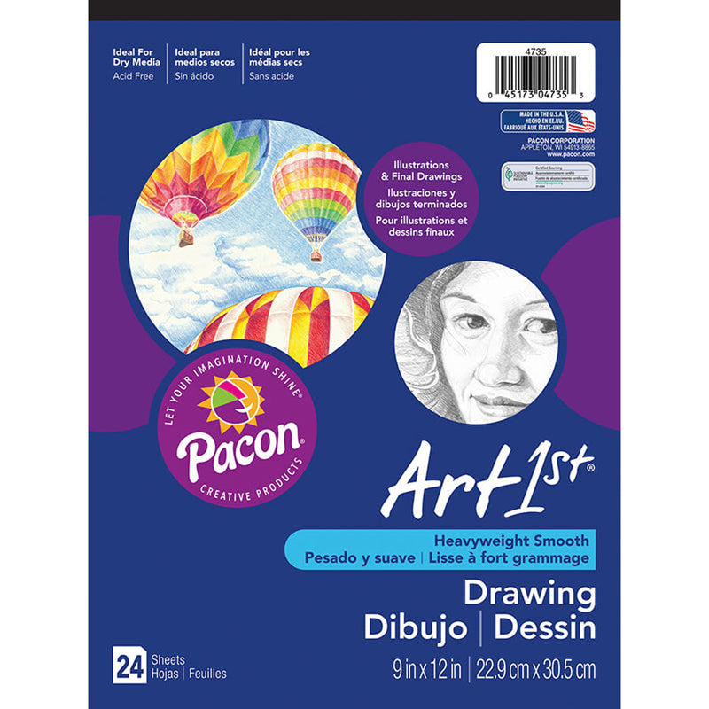 ART1ST DRAWING PAD 9X12 24 SHT WHT