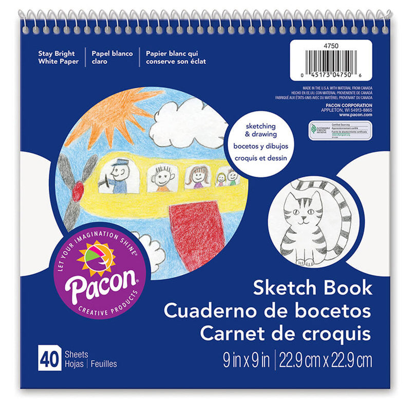 SKETCH BOOK WHITE 40 SHEETS 9 X 9