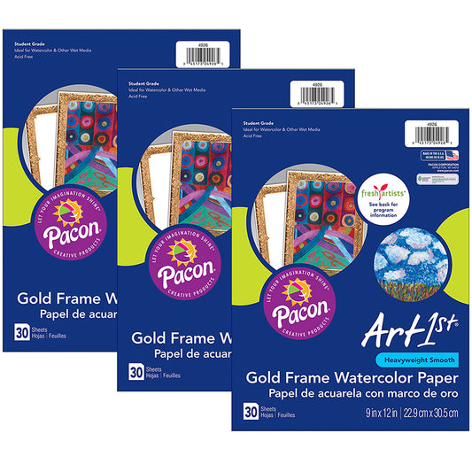 (3 PK) ART1ST GOLD FRAME WATERCOLR