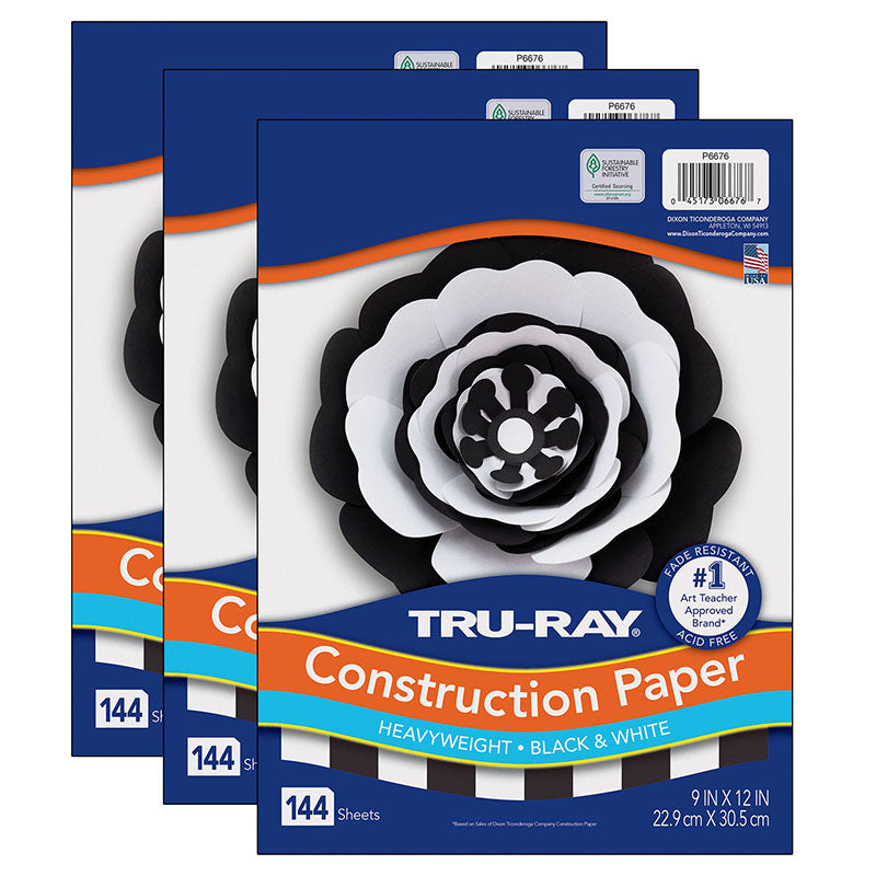 (3 PK) CONSTR PAPR BLK/WHT 144 SHTS