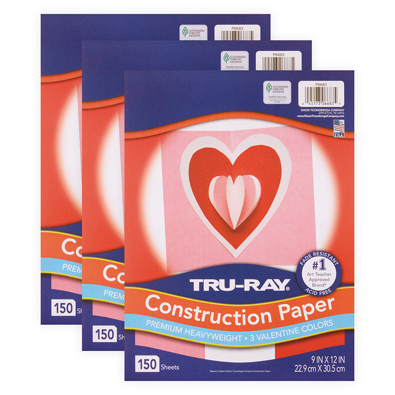 (3 PK) VALENTINE CONSTRUCTION PAPER