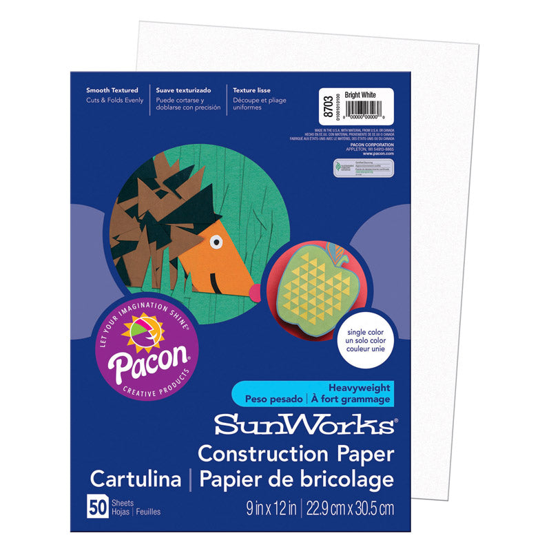 CONSTRUCTION PAPER BRT WHITE 9X12
