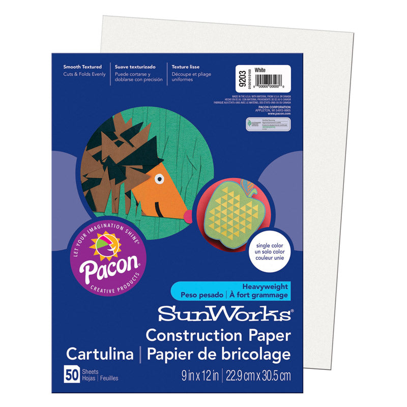 CONSTRUCTION PAPER WHITE 50PK 9X12