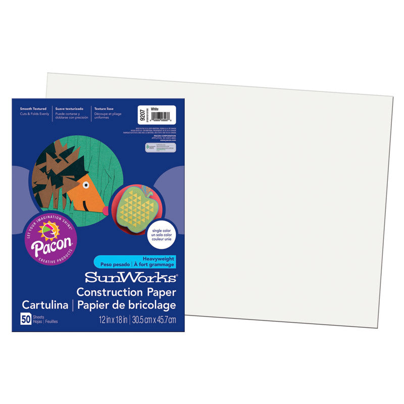 CONSTRUCTION PAPER WHITE 50PK 12X18
