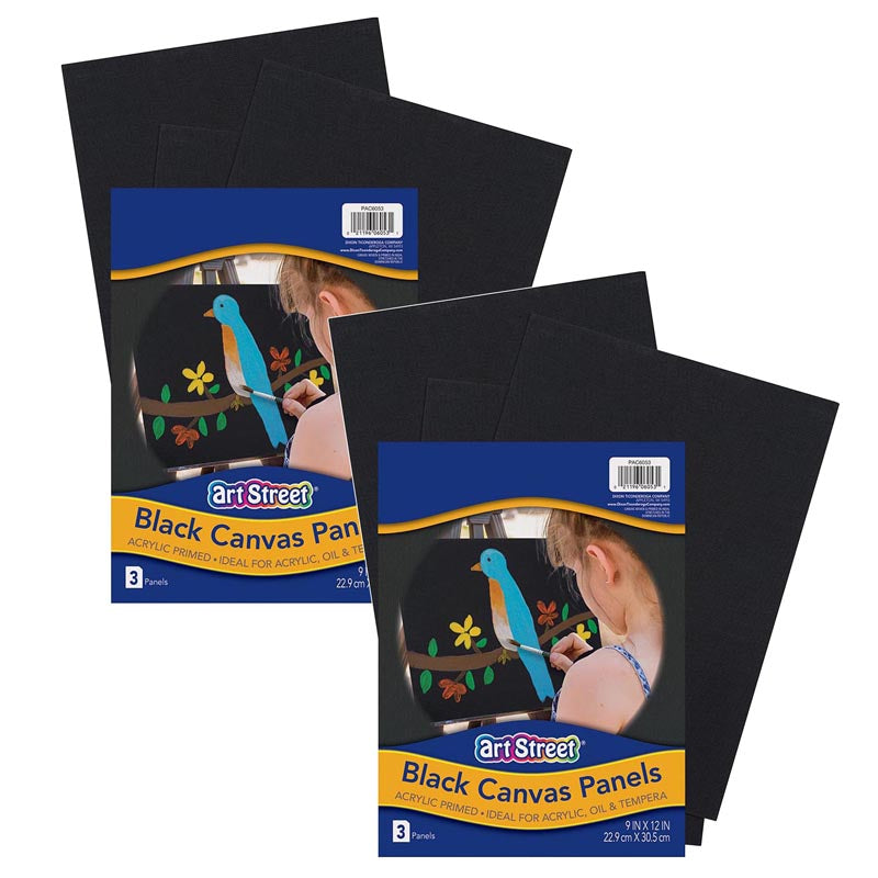 (2 PK) CANVAS PANELS BLACK 9X12