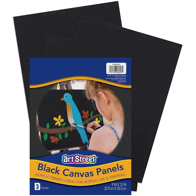 CANVAS PANELS BLACK 3 PANELS 9X12