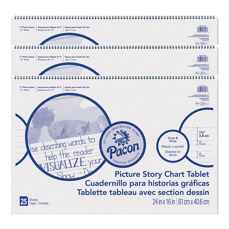 (3 EA) CHART TABLET 24X16 1.5IN