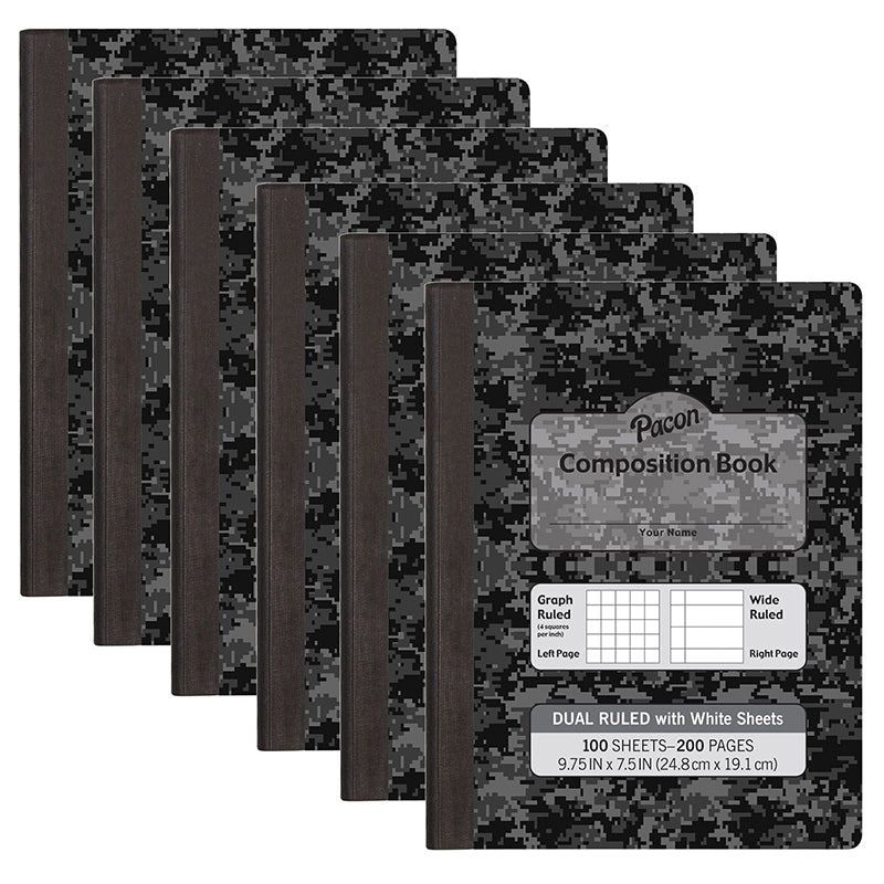 (6 EA) WHITE PAGE DUAL RULED