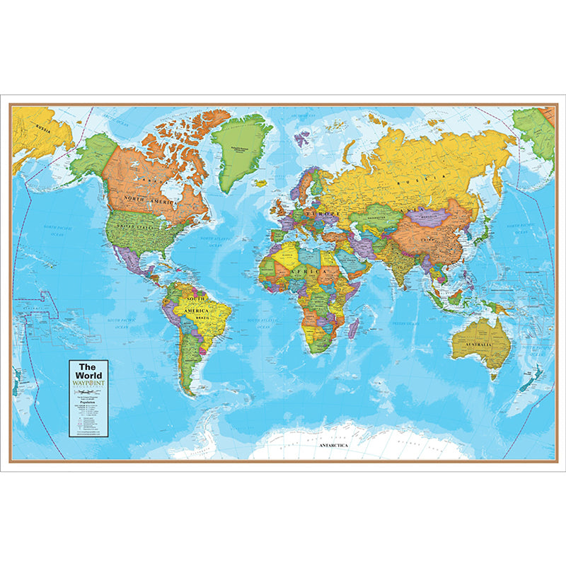 WORLD 24X36IN LAMINATED WALL MAP