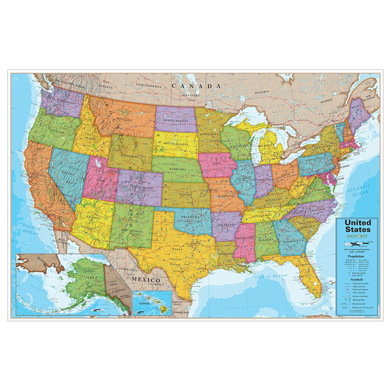 USA 24X36IN LAMINATED WALL MAP