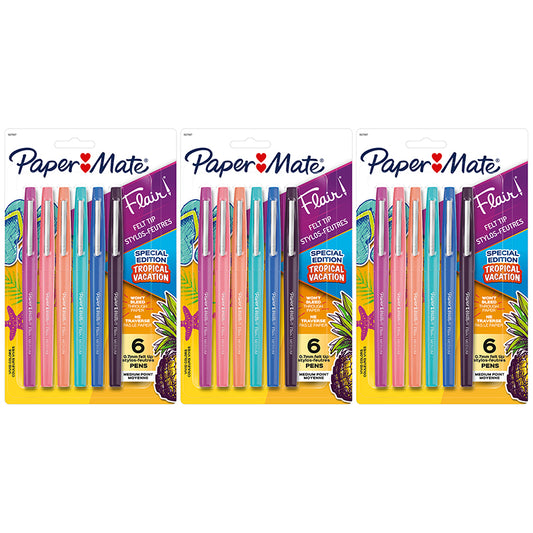 (3 PK) 6CT MED FLAIR TROPICAL PENS