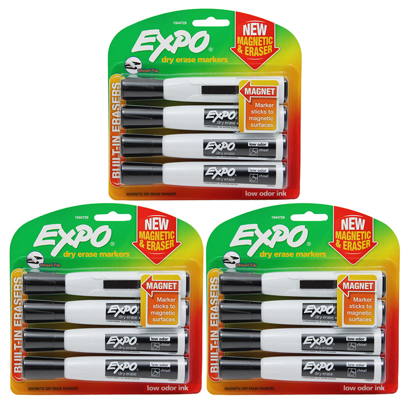 (3 ST) EXPO CHISEL 4CT BLK MAGNET