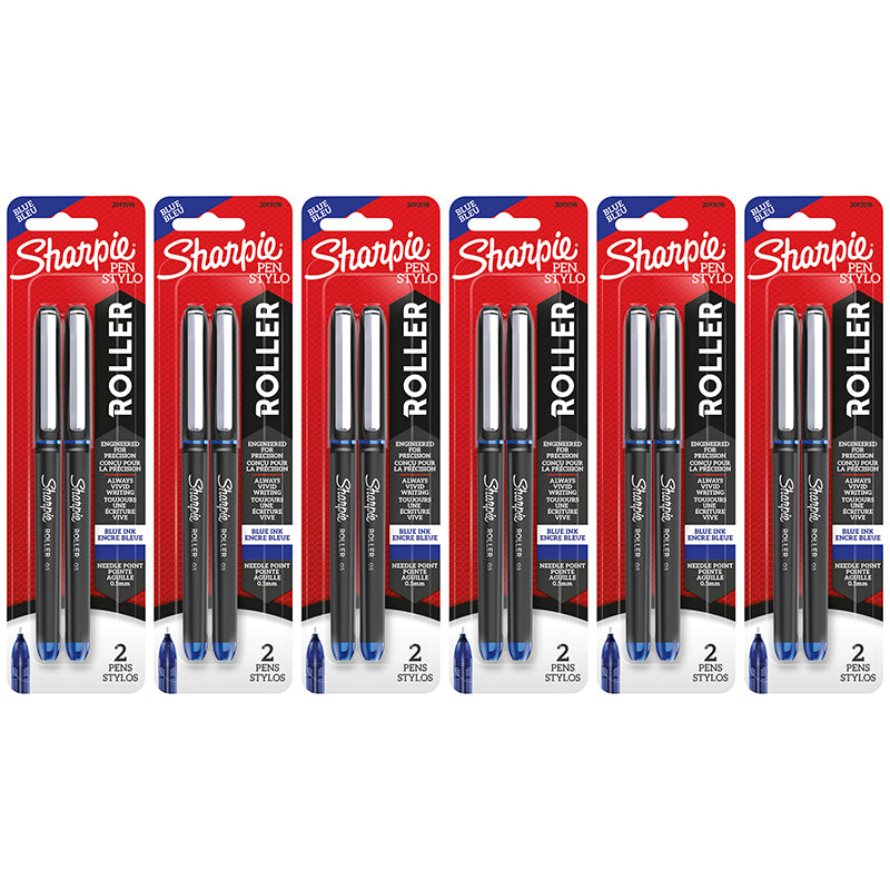 (6 PK) 2CT ROLLER BLU INK PEN