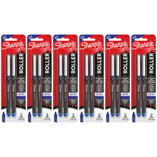 (6 PK) 2CT ROLLER BLU INK PEN