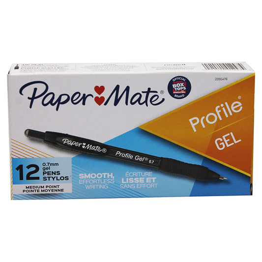 BOX OF 12 BLACK PROFILE GEL RT PENS