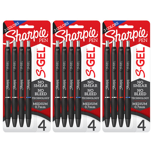 (3 PK) 4CT SHARPIE S-GEL PENS 0.7MM