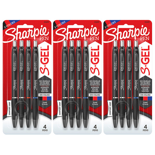 (3 PK) 4CT SHARPIE S-GEL PENS 0.5MM