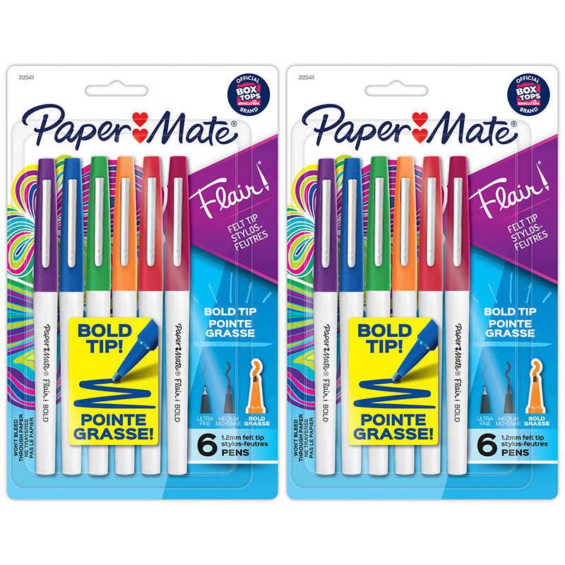 (2 PK) FLAIR BOLD PEN ASSORTED 6CT