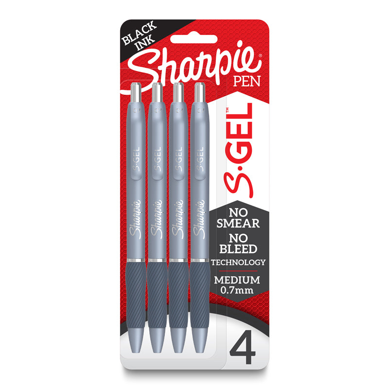 SHARPIE S-GEL BLUE BARREL BLK 4CT