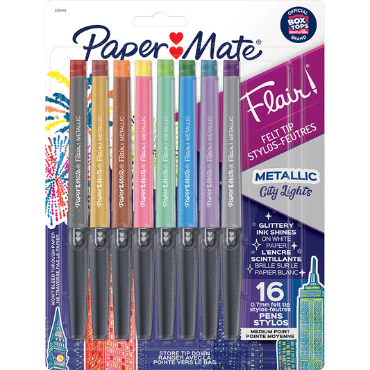 16CT MED FLAIR METALLIC COLORS PENS